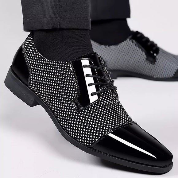 Trending Classic Men Dress Shoes For Men Oxfords PU Leather Shoes Lace Up Formal Black Leather Wedding Party Shoes