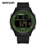 Sanda 9013 Silicone Strap Digital Movement Electronic Hand Clock 2023 New Watertight Outdoor Sports Chronograph Men Watch