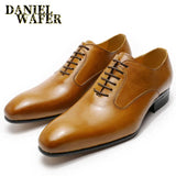Luxury Brand Mens Oxford Leather Shoes Black Brown Handmade Lace Up Pointed Toe Dress Shoes Wedding Office Business Formal Shoes