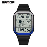 SANDA 6052 Top Brand Luxury Casual Watches Sports Pedometer Calories 50M Waterproof LED Digital Watch Military Men's Wristwatch