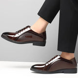 Men Dress Shoes Patent Leather Oxford Shoes Male Formal Shoes Big Size 38-48 Handsome Men Pointed Toe Shoes for Wedding