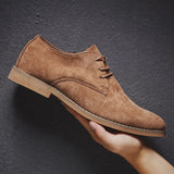 YISHEN Casual Shoes Suede Oxford Shoes For Men Solid Lace-Up Zapatillas Hombre Business Dress Shoes Classic Flats Spring Autumn