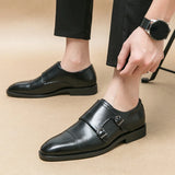 New Men Double Buckle Monk Shoes Brown Black Pu Leather Mengke Shoes Dress Shoes Free Shipping Size 38-45