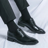 Men's Luxury Business Brock Shoes Wedding Leather Shoes British Style Oxford Successful Man Fashion Formal Dress Shoes Plus Size