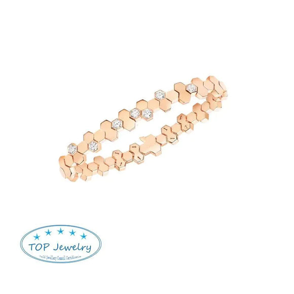 Paris High Quality 925 Sliver Rose Gold Honeycomb TAILLE IMPÉRATRICE chaume t Bracelet For Women BEE MY LOVE