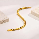ZORCVENS New Fashion Cuban Link Chain Bracelet for Men and Women Gold Color Stainless Steel Chain Wristband Jewelry Gifts