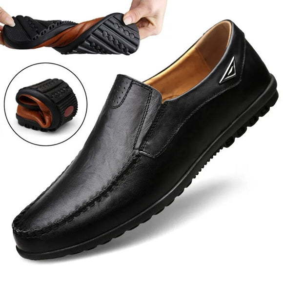 Leather casual shoes Genuine Leather Men Casual Shoes 2023 Mens Loafers Moccasins Breathable Slip on Black Driving Shoes Plus