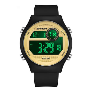 Sanda 9013 Silicone Strap Digital Movement Electronic Hand Clock 2023 New Watertight Outdoor Sports Chronograph Men Watch