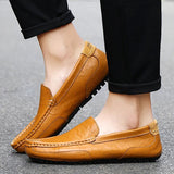 2023 Men Genuine Leather Casual Shoes Brand Loafers Moccasins Breathable Slip on Black Driving Shoes Footwear Chaussure Homme