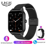 LIGE Men Smart Watch Women Bluetooth Call Music Fitness Sports Bracelet Health Monitoring 1.83 Inch Lady Smartwatch Women Man