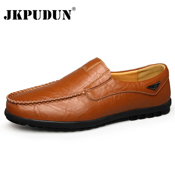 Genuine Leather Men Casual Shoes Luxury Brand 2022 Mens Loafers Moccasins Breathable Slip on Black Driving Shoes Plus Size 37-47