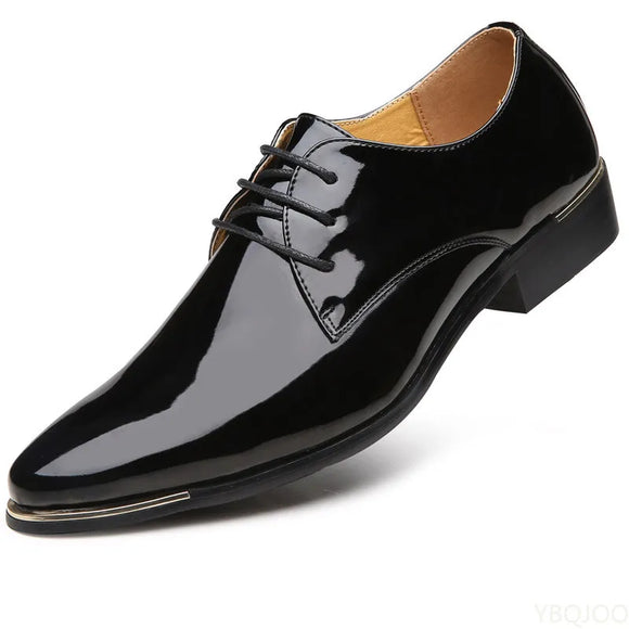 2022 Newly Men's Quality Patent Leather Shoes White Wedding Shoes Size 38-48 Black Leather Soft Man Dress Shoes