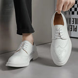 New Arrival White Shoes for Men Comfort Leather Derby Shoes Men Lace-up Casual Business Shoes Big Size 46 Dress Shoes for Men