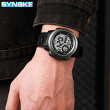 SYNOKE Men Digital Watch Sports Watches Timing Function Alarm Clock Waterproof 50M Digital Watch Clock Large Screen Design