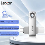 Lexar JumpDrive Solid State Dual Drive D50E USB 3.2 Type-C Flash Drive Max 400Mb/s Read 128G 256GB Pendrive for iPhone 15 Tablet