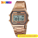 SKMEI Fashion Casual Sport Watch Men Stainless Steel Strap LED Display Watches 3Bar Waterproof Digital Watch reloj hombre 1123