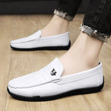 New White Black Leather Men Casual Shoes Luxury Brand Formal Dress Shoes Designer Men Loafers Breathable Slip on Driving Shoes