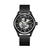 JAMEKER Transparent Silver Blue Luxury Casual Design Steel Strap Mens Watches Top Brand Luxury Mechanical Skeleton Wristwatches