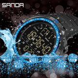 SANDA 6014 New Fashion Military Men's 50M Waterproof Sports Watch for Male LED Electronic Digital Wristwatches Relogio Masculino