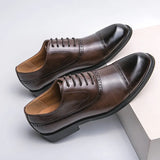 Handmade Mens Wingtip Oxford Shoes Leather Grey Brogue Men's Dress Shoes Classic Business Formal Shoes for Men Zapatillas Hombre