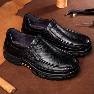 Newly Men's Genuine Leather Shoes Size 38-46 Head Leather Soft Anti-slip Driving Shoes Man Spring Business Dress Shoes