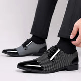 Trending Classic Men Dress Shoes For Men Oxfords PU Leather Shoes Lace Up Formal Black Leather Wedding Party Shoes