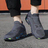 Shoes for Men Summer Breathable Mesh Sneakers Flat Shoes Lazy Running Shoes Fashion Casual Women Sock Shoes Large Size 35-47 New