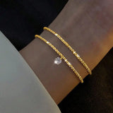 Fashion Shiny Double Layer Gold Color Bracelet for Women Exquisite Simple Sparkling Snake Bones Bracelet Fine Jewelry Accessorie
