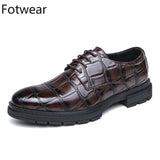 Fashion Men Dress Shoes Pointed Toe Casual Business Shoes Office Career Leather Oxfords Lace Up Wedding Party Formal Footwear