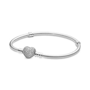 Hot Sale Luxury Classic Series 100% 925 Sterling Silver Heart Bracelets Fit Original Pan Beads Charms DIY Jewelry Gift For Women