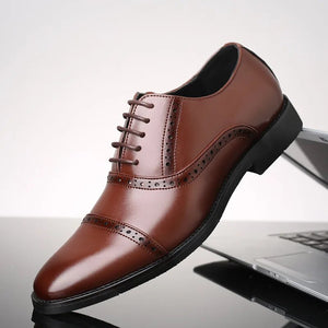 Gentleman Dress Shoes Men Brogues Oxford Shoes Lace Up Suit Shoes for Men Classic Men's Business Leather Shoes Wedding Shoes