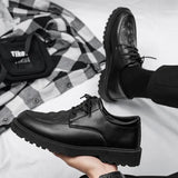 Black Business Casual PU Leather Shoes Male Fashion Black Men's Dress Shoes New Designer Antislip Platform Shoes for Men