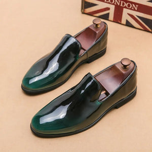 Loafers Men Shoes New Patent Leather Shiny Gradient Simple Slip-on Fashion Classic Business Casual Party Daily Dress Shoes CP314