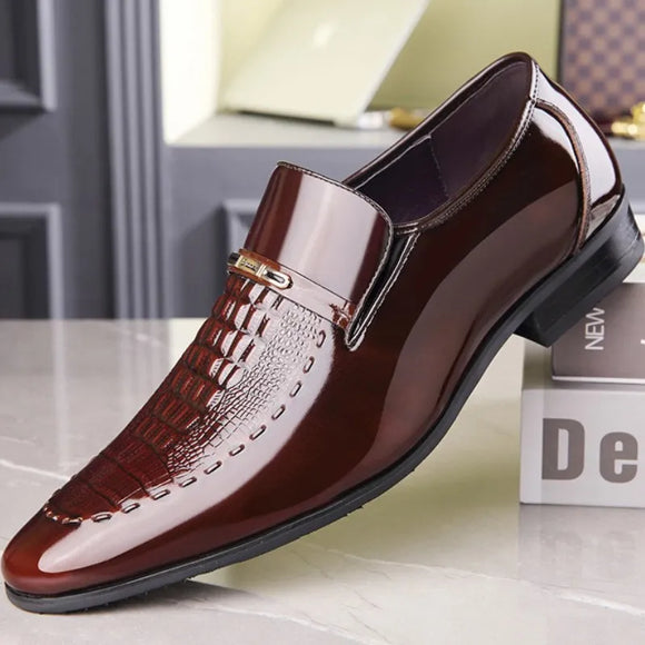 New 2023 Men's PU leather shoes new crocodile pattern man patent leather business shoes toe tips men dress shoes big size 38-48