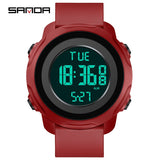 Sanda 6122 New Fashion Outdoor Sports Men Silincone Strap Waterproof Digital Movement Electronic LED Alarm Mode Wrist Watches