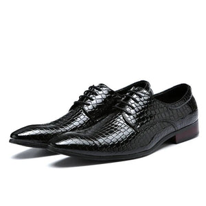 Luxury Men Oxford Shoes Snake Skin Prints Classic Style Dress Leather Shoes Lace Up Pointed Toe Formal Shoes Men Wedding Shoes