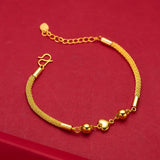 Fashion 18K Gold Bracelet for Women Little Bell Lady Bracelet 999 Gold Bangle Wedding Engagement Not Fade Fine Jewelry Gifts