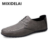 Summer Men's Casual Shoes Leather Luxury Hollow Moccasions Breathable Men Sneakers Light Driving Shoes Designer Men's Loafers