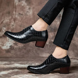 Luxury High Heel Shoes Men Classic Black Pointed to Dress Shoes For Men Wedding Formal Shoes Oxford Leather Social Shoes Male