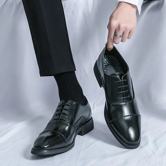 Luxury Derby Shoes Men Fashion Leather Handmade Classic Casual Business Wedding Party Male Footwear Lace-up Formal Dress Shoes