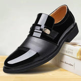 Brand PU Leather Men Business Dress Loafers Pointed Toe Black Shoes Oxford Breathable Formal Wedding Shoes Dress Shoes for Men