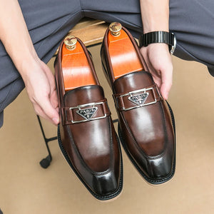 Brown Men's Formal Shoes Black Loafers Round Toe Slip-On Solid Handmade Dress Shoes for Men Size 38-44 Free Shipping