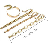 HNSP 4-piece Set Stainless Steel Bracelet Hand Chain For Women Jewelry Accessories