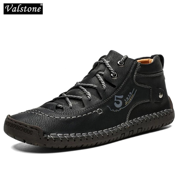 Hot Autumn Winter Men's Sneakers Ankle Boots Male Vintage PU Leather Handmade Shoes Warm Sneaker Plus Size 38-48 Retro Footwear