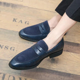 Italian Moccasins Suede Oxford Men Loafers Classic Original Derbies Shoes Pointed Toe Dress Leather Shoes Slip-On Wedding Shoes