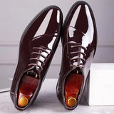 Patent Leather Shoes for Men Oxfords Lace Up Male Wedding Party Office Work Shoes Elegant Designer Brand Dress Shoes for Men