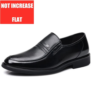 Men Flat/5cm Dress Shoes Formal Leather Elevator Shoes Height Increase Shoes Men's Business Wedding Oxfords Zapatos De Hombre