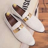 Men Shoes Summer Hollow Breathable Casual Two-layer Leather Shoes Men Dress Wedding Loafers Men's Moccasins Tenis Masculino