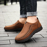 Men Casual Shoes Lightweight Soft Sole Comfortable Slip-On Leather Shoes Men Loafers Moccasins Driving Shoe Big Size 39-48