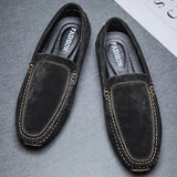 New Genuine Suede Leather Handmade Loafers Mens Dress Boat Casual Footwear Driving Slip on Winter Summer Peas Male Shoes For Men